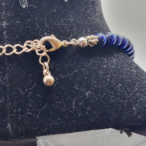 Vintage Avon Bohemian Statement Blue Tiger's Eye Beaded Blue Silver Necklace 19" - Picture 8 of 8